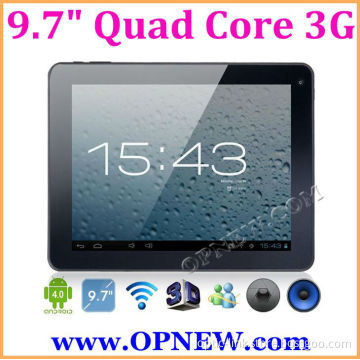 OPNEW Quad Core 9.7 Inch Build in 3G Tablet WCDMA Phone Call With 3G Bluetooth Android 4.2 IPS XGA Screen A10 1.52GHz Metal Case